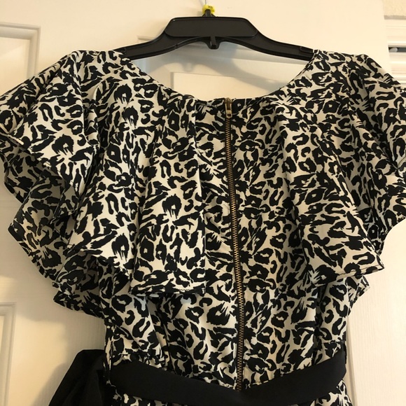 Leopard print ruffle top with bow - Picture 4 of 6